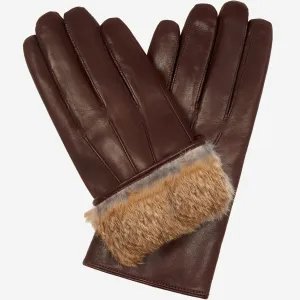 Marco (brown) - Italian lambskin leather gloves with brown fur lining