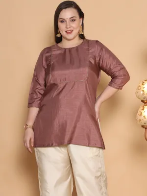 Mauve Silk Embellished Top - Round