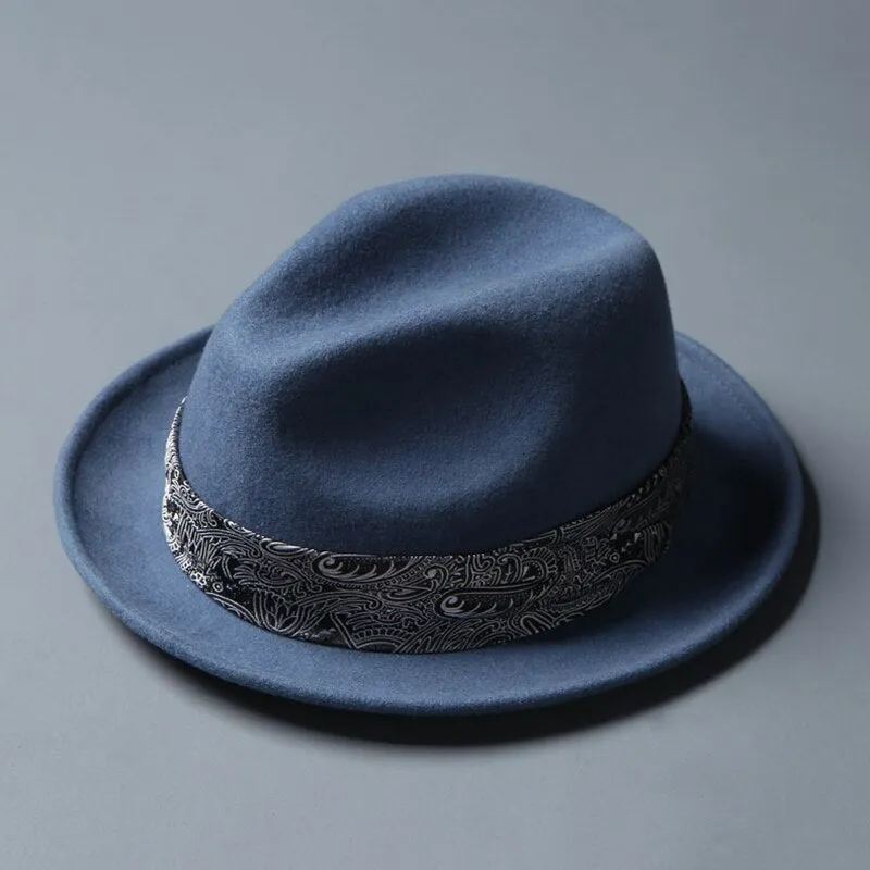 Men's Hat Winter Warm Pure Wool Top Hat Vintage Fedora Women Winter Autumn Gentleman Anglish Ribbon Jazz Hat LM09