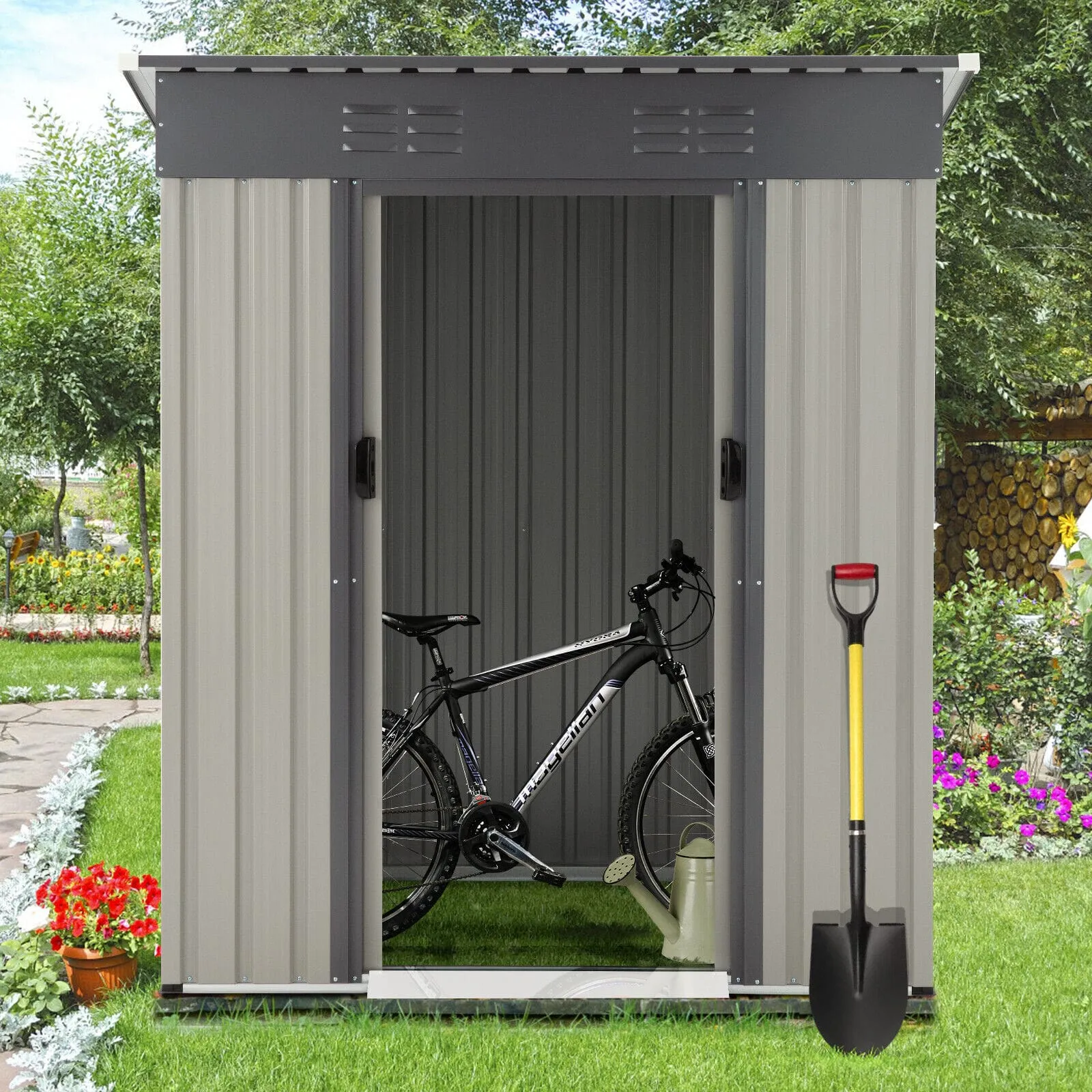 Metal Sliding Door Storage Shed