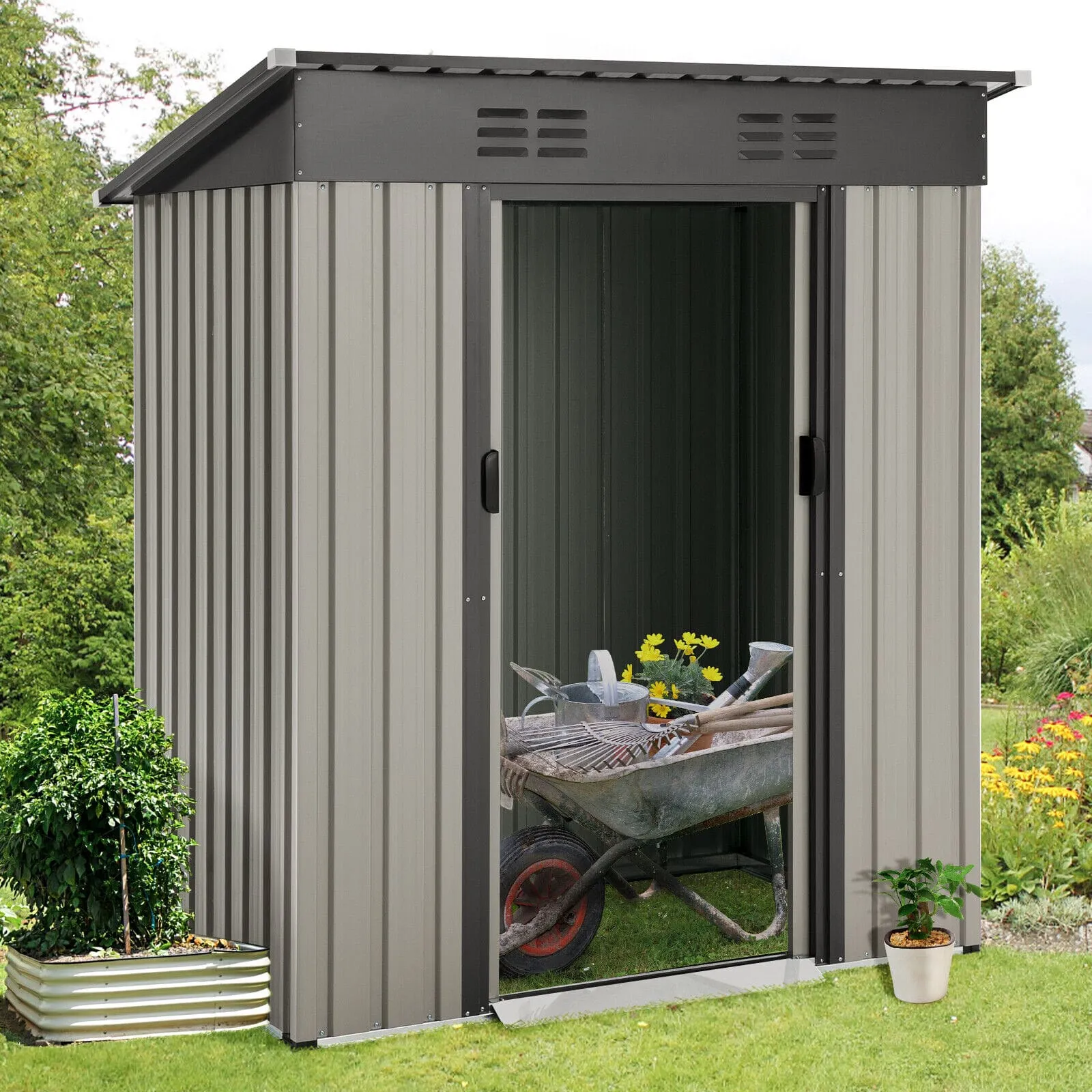 Metal Sliding Door Storage Shed