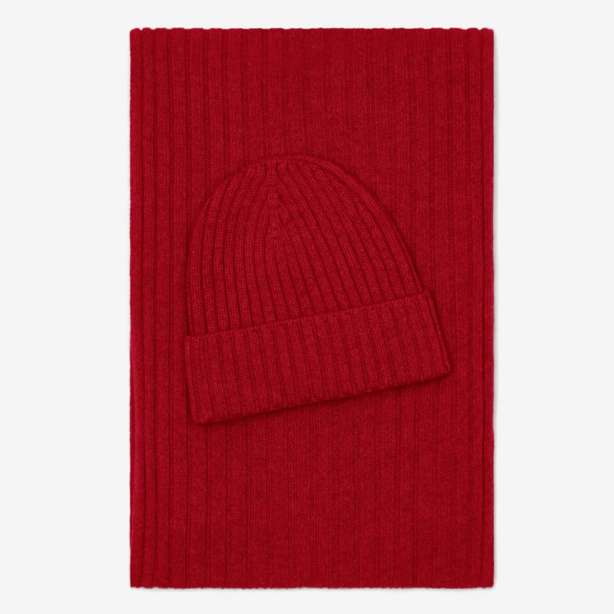 Milano (red) - 100% cashmere ribbed beanie (unisex)