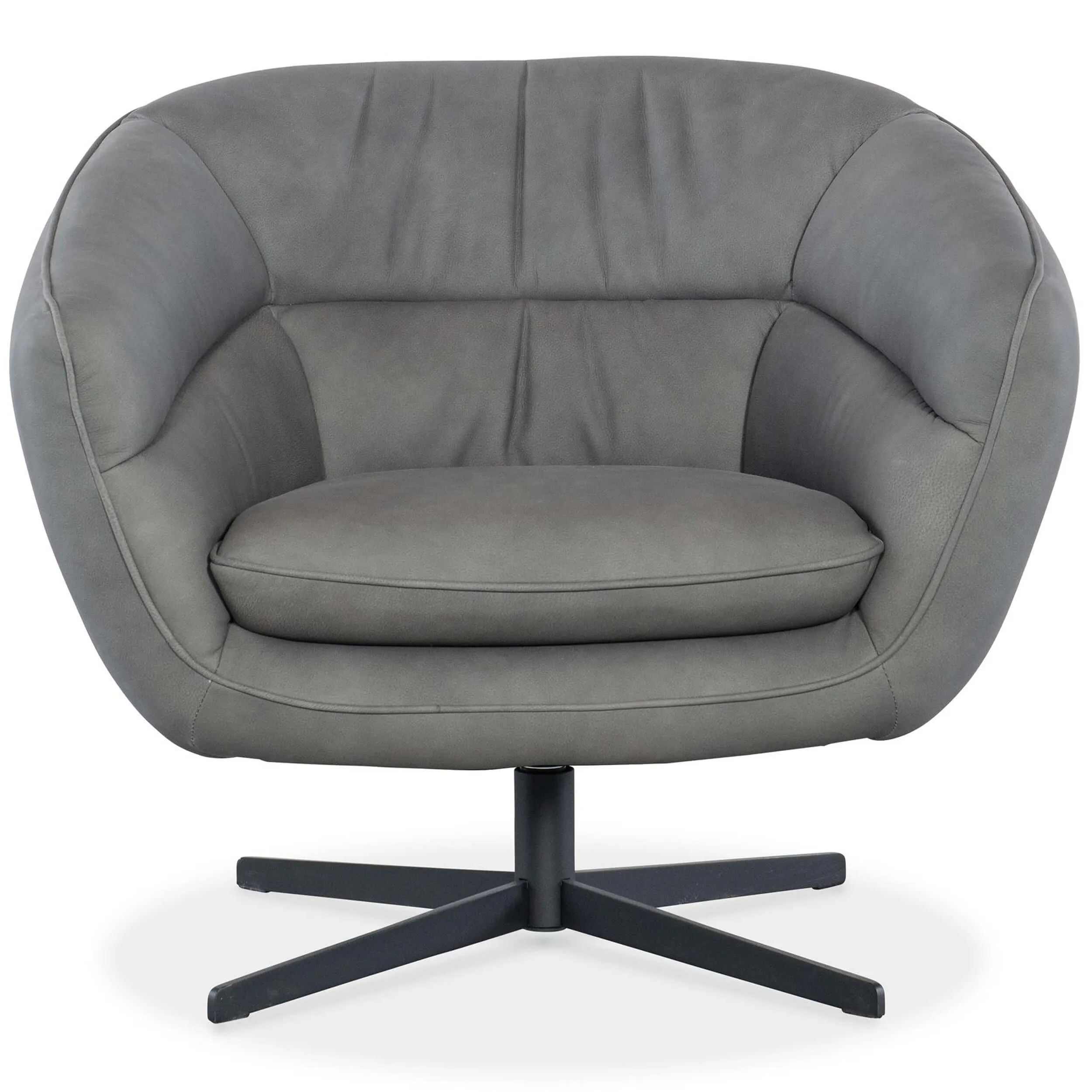 Mina Leather Swivel Chair, Buckskin Dark Grey