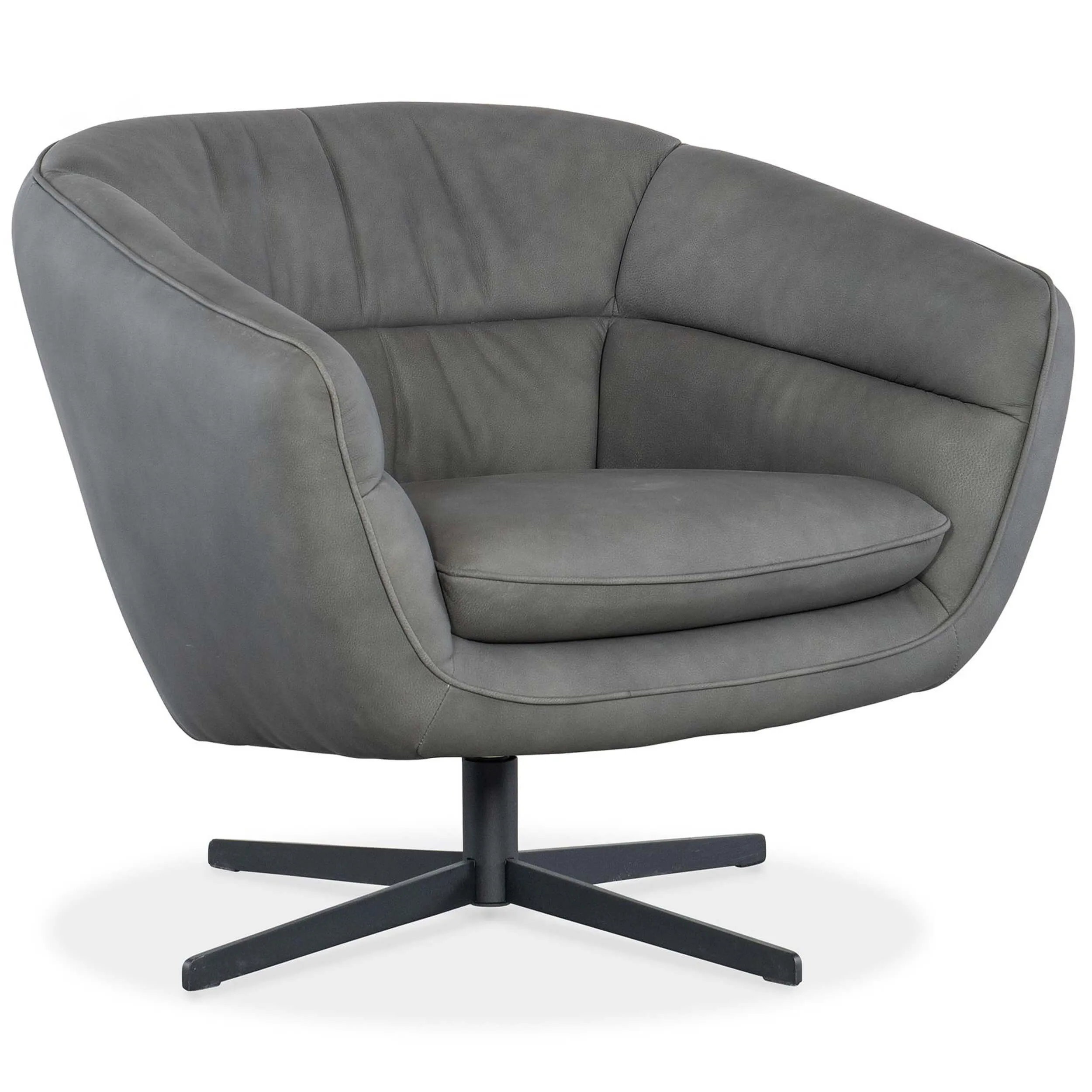 Mina Leather Swivel Chair, Buckskin Dark Grey