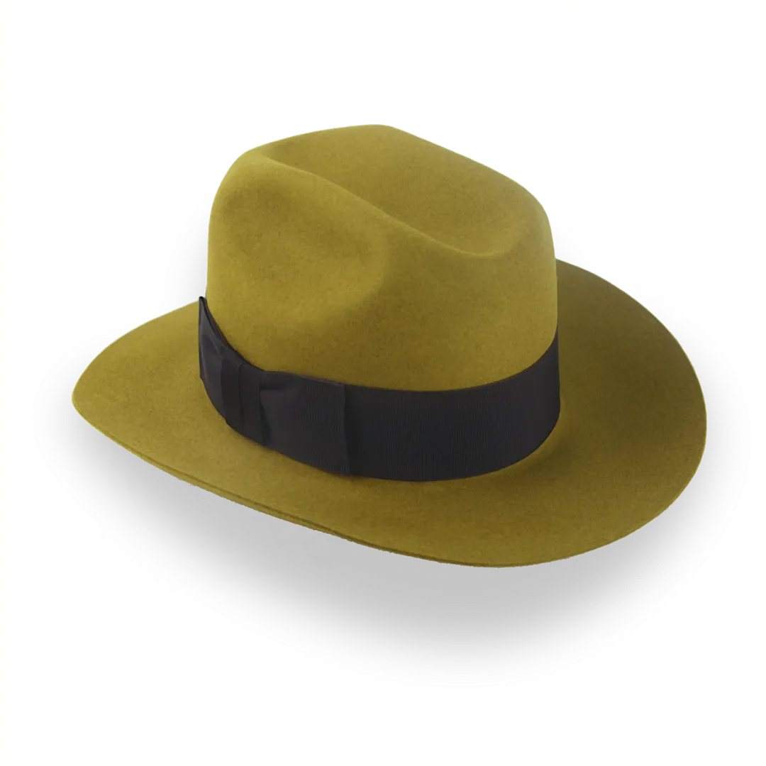 Mustard Yellow Vintage Fedora in Malleable Beaver Fur Felt | The Dover