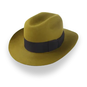 Mustard Yellow Vintage Fedora in Malleable Beaver Fur Felt | The Dover