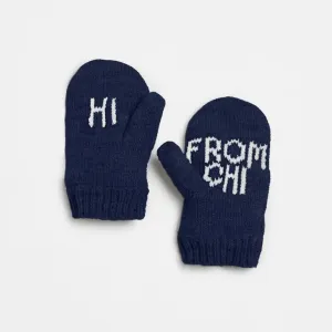 Navy 'Hi from Chi' Toddler Mittens