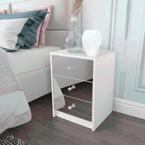 Nightstand Drawer Bedside Mirror Table Side Table - SHI5CO3D