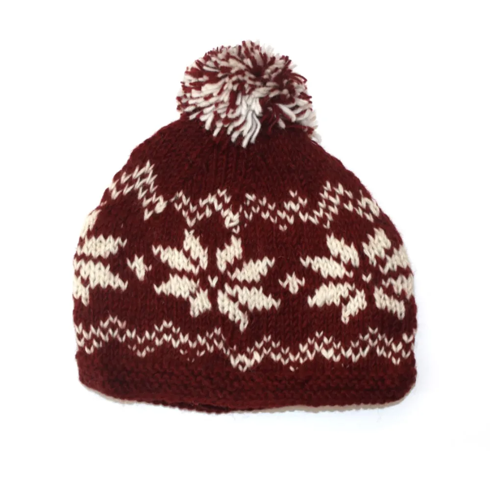 nordic snowflake winter wool hat