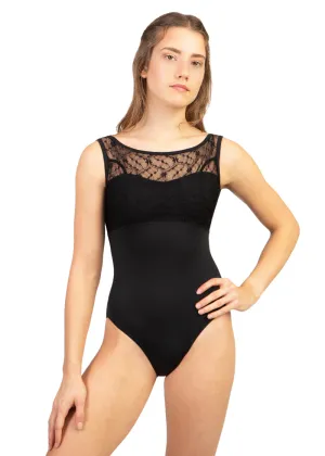 ON SALE Chateau Lace Illusion Tank Leotard (Black)