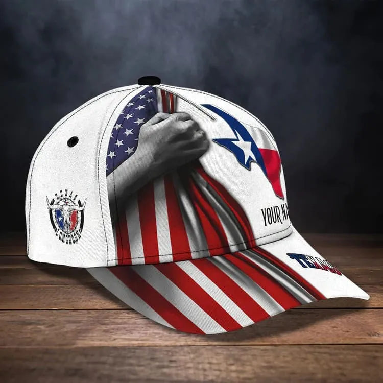 Personalized American Texas Flag with Eagle 3D Baseball Cap for Texas Human, Texas Flag Hat