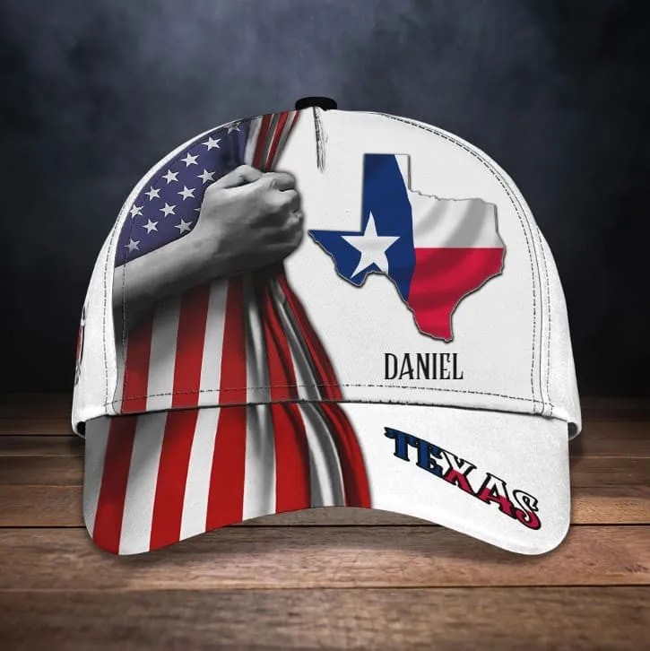 Personalized American Texas Flag with Eagle 3D Baseball Cap for Texas Human, Texas Flag Hat