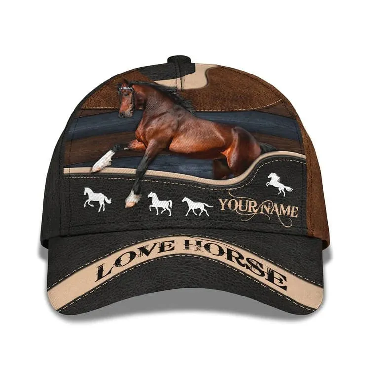 Personalized Brown Horse Cap, 3D All Over Printed Brown Horse Hat for Husband and Wife