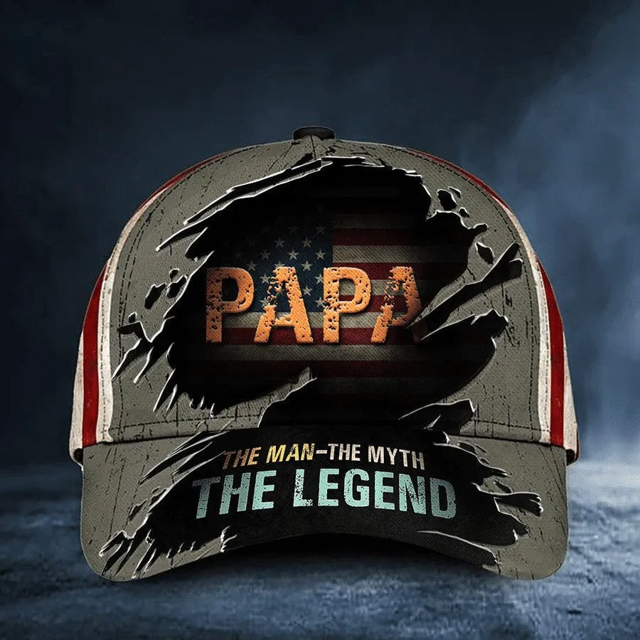 Personalized Father's Day Cap, Dad The man, The Myth, The Legend 3D Baseball Cap for Dad