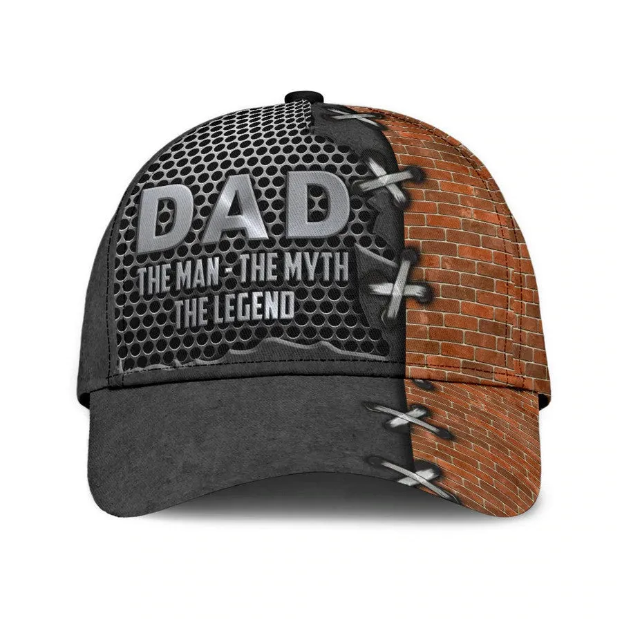 Personalized Father's Day Cap, Dad The man, The Myth, The Legend 3D Baseball Cap for Dad