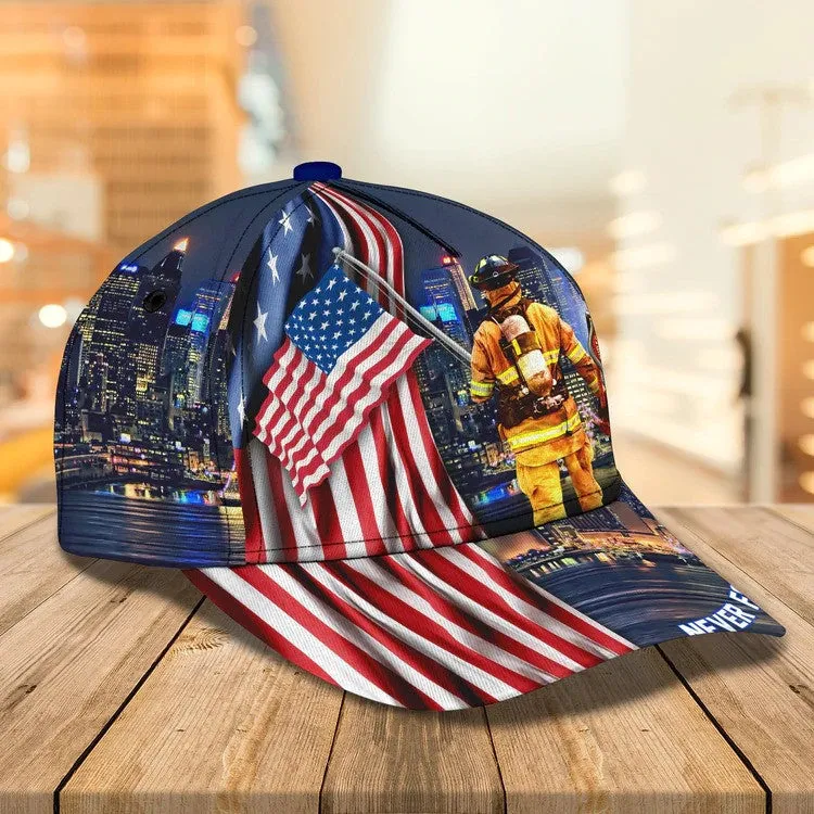 Personalized Hawaiian Firefighter 3D Baseball Cap, Firefighter Hat for Father & Husband