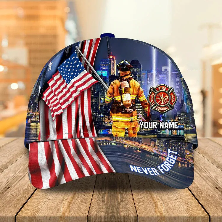 Personalized Hawaiian Firefighter 3D Baseball Cap, Firefighter Hat for Father & Husband