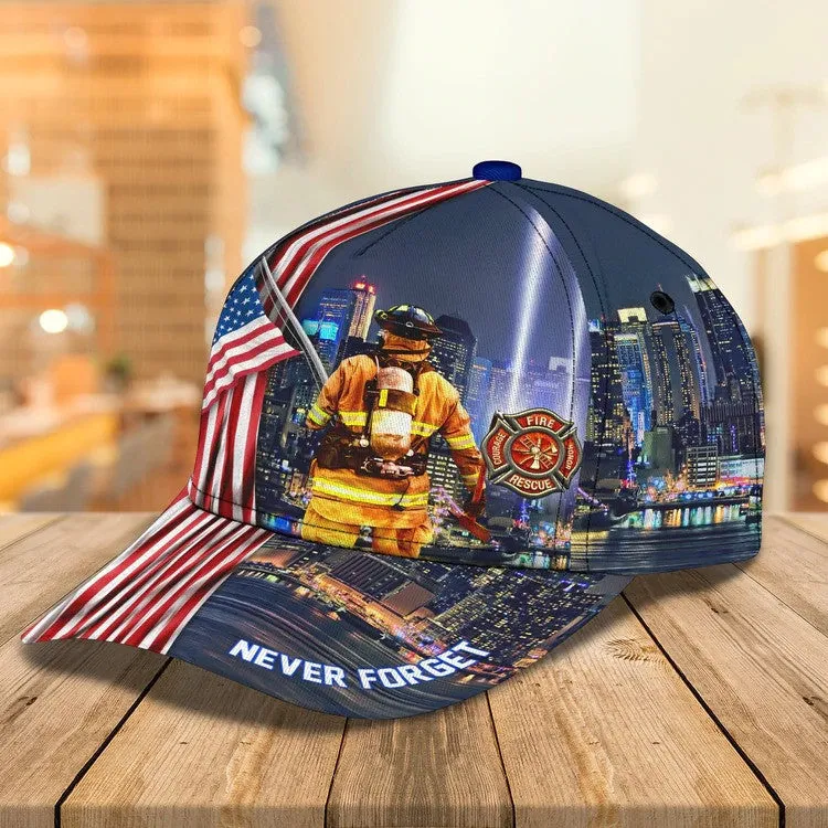 Personalized Hawaiian Firefighter 3D Baseball Cap, Firefighter Hat for Father & Husband