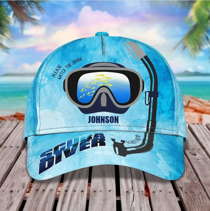 Personalized Scuba Diving - Enjoy The View Ocean 3D Baseball Cap for Female Scuba Diver