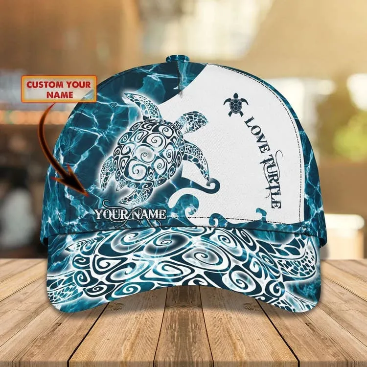 Personalized Summer Sea Turtle 3D Baseball Cap for Boyfriend, Beach Turtle Hat for Summer Holiday