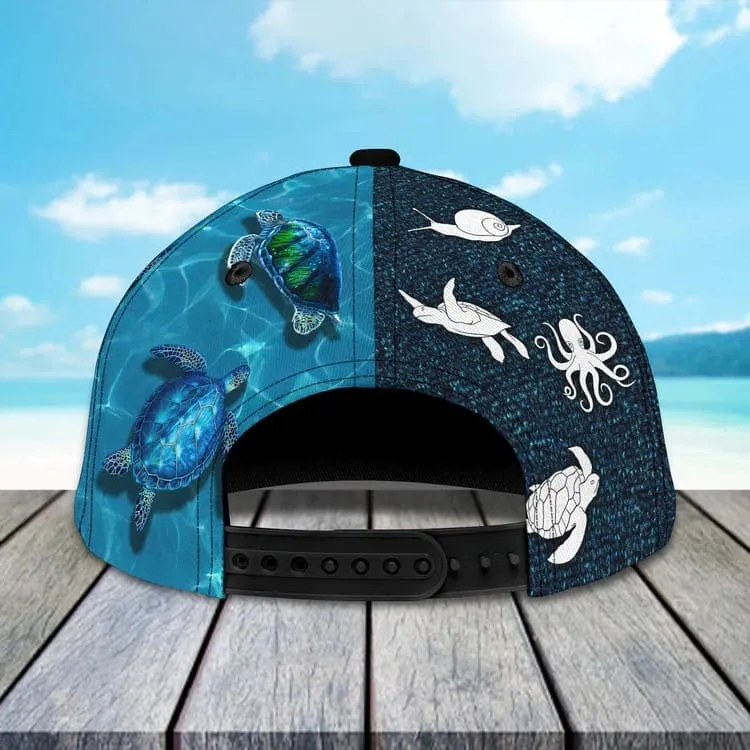 Personalized Summer Sea Turtle 3D Baseball Cap for Boyfriend, Beach Turtle Hat for Summer Holiday