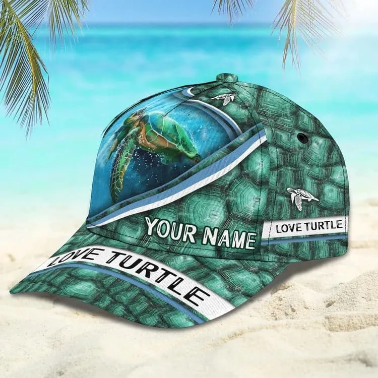 Personalized Summer Sea Turtle 3D Baseball Cap for Boyfriend, Beach Turtle Hat for Summer Holiday