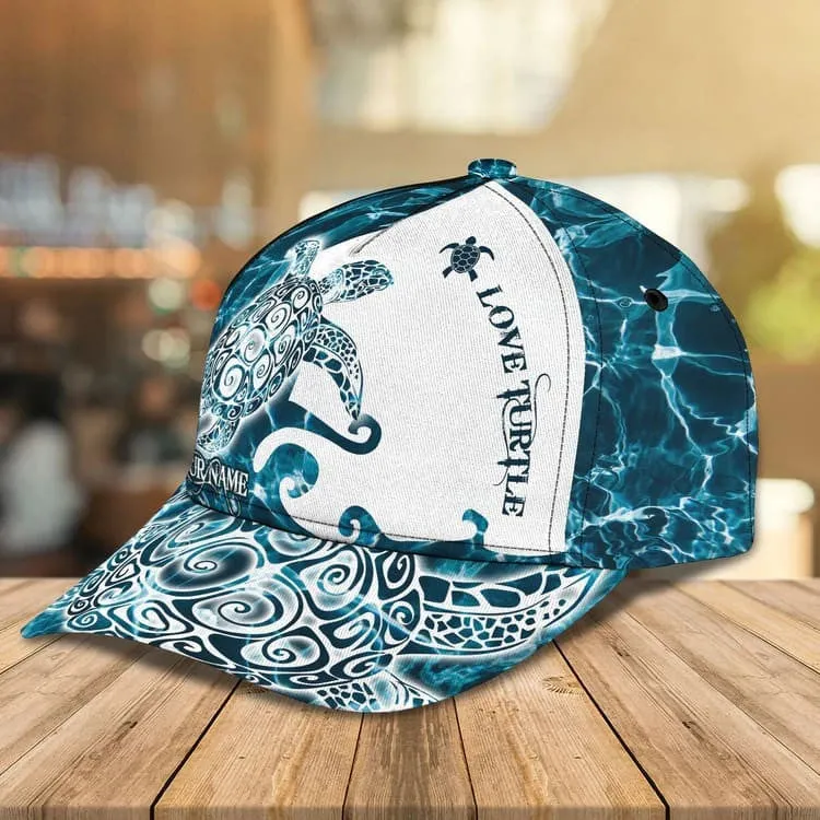 Personalized Summer Sea Turtle 3D Baseball Cap for Boyfriend, Beach Turtle Hat for Summer Holiday