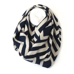 POM One Size Navy Geometric Recycled Snood