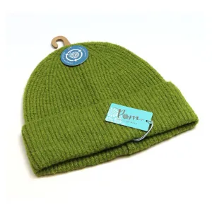 POM Recycled Lime Green Ribbed Beanie Hat