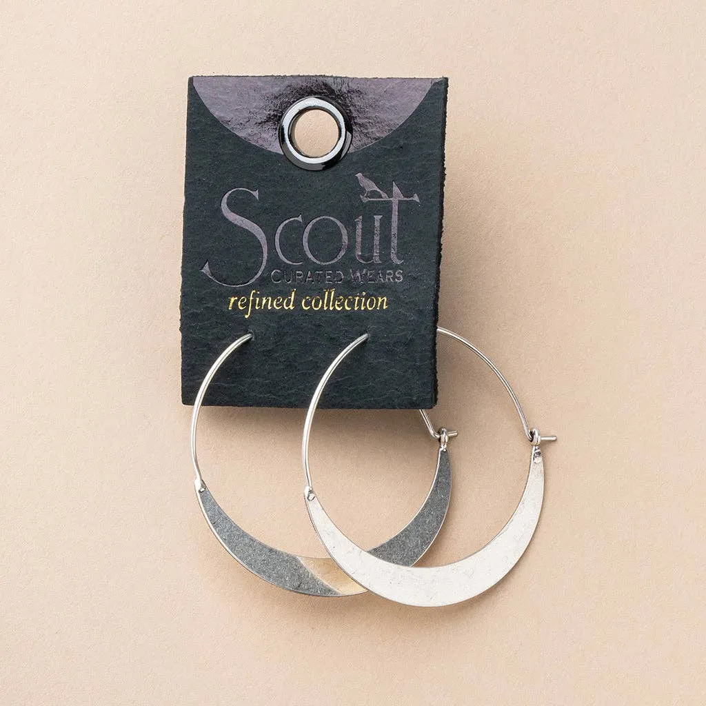 Refined Earring Collection - Crescent Hoop / Sterling Silver