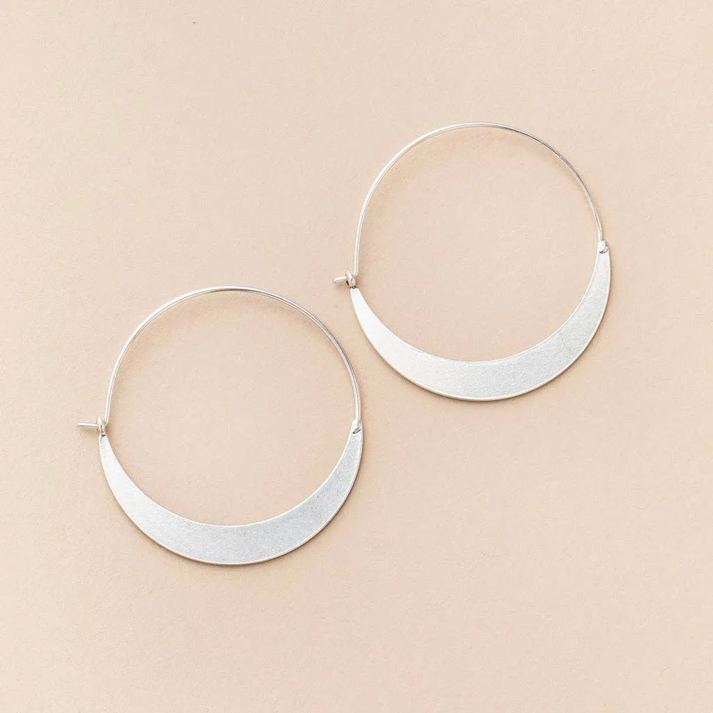 Refined Earring Collection - Crescent Hoop / Sterling Silver