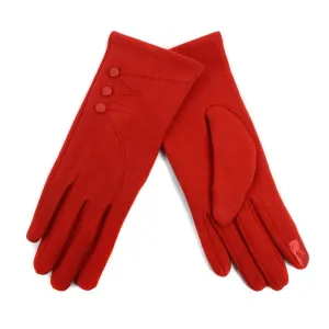 Retro Fleece-Lined Knit Gloves in Red