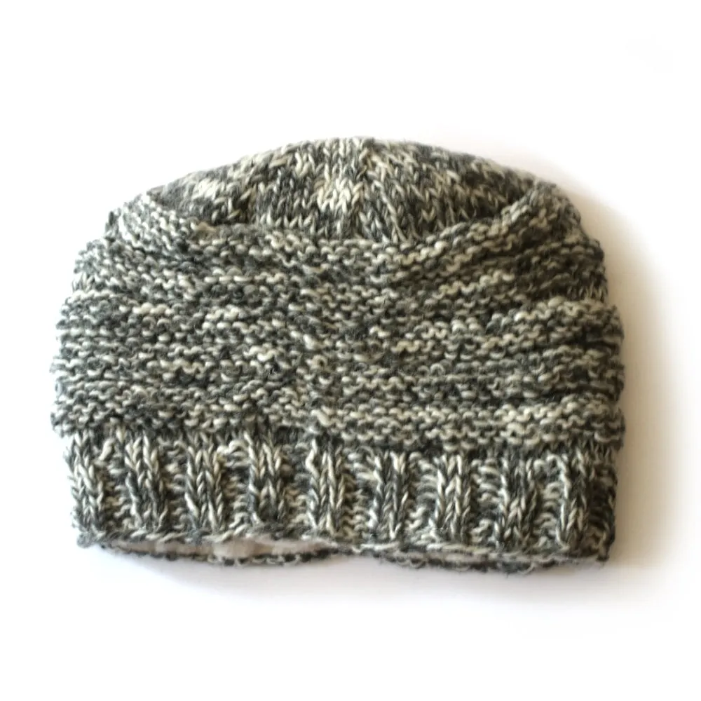 rib knit multi-tonal beanie hat