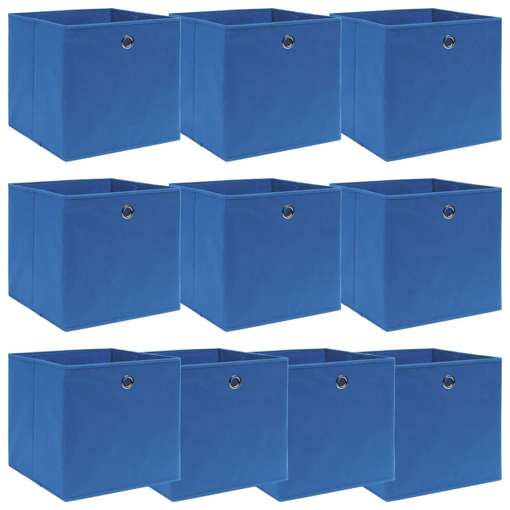 Storage Boxes 10 pcs Blue 32x32x32 cm Fabric