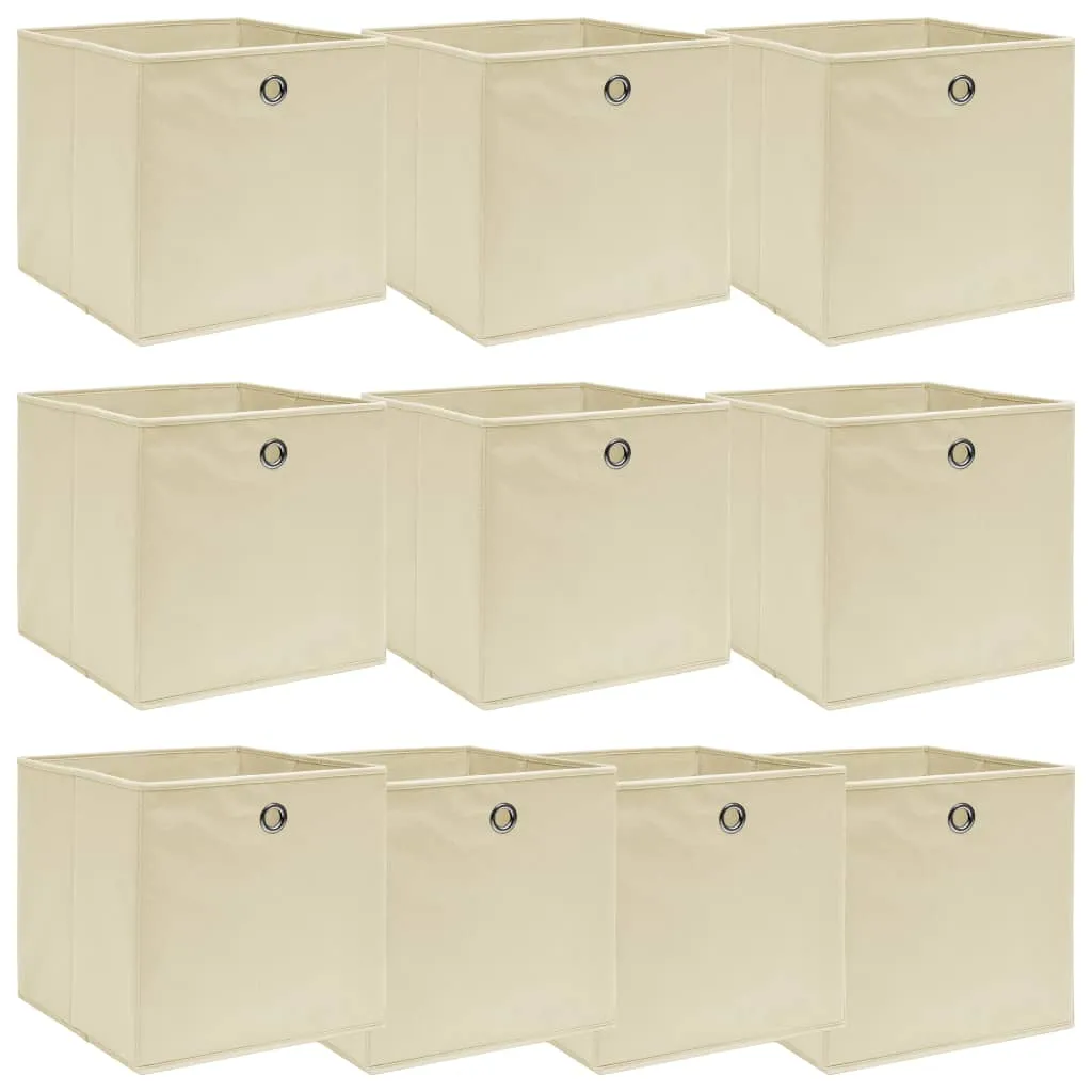 Storage Boxes 10 pcs Cream 32x32x32 cm Fabric