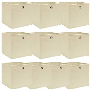 Storage Boxes 10 pcs Cream 32x32x32 cm Fabric