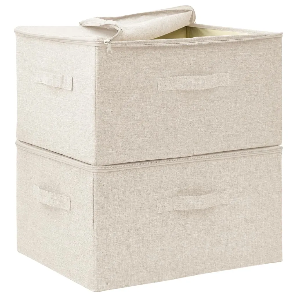 Storage Boxes 2 pcs  Fabric 43x34x23 cm Cream