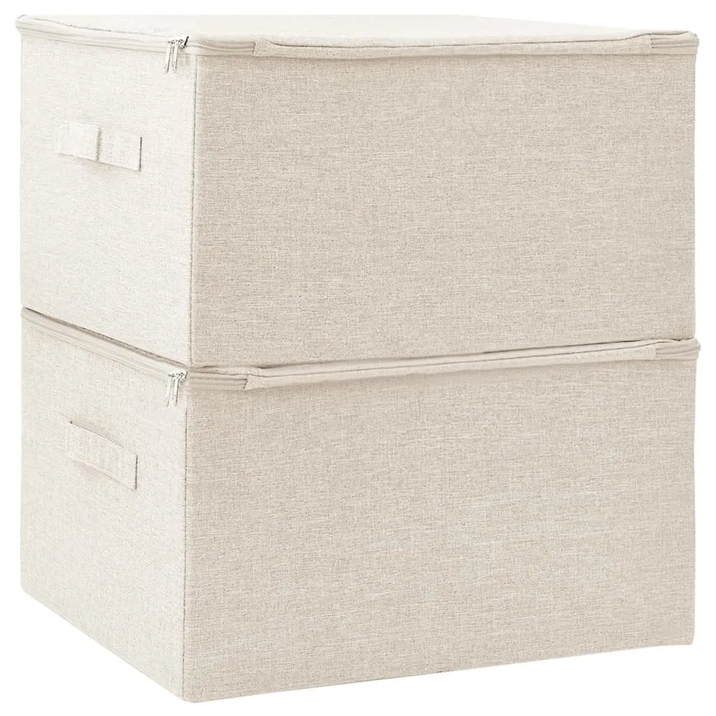 Storage Boxes 2 pcs  Fabric 43x34x23 cm Cream