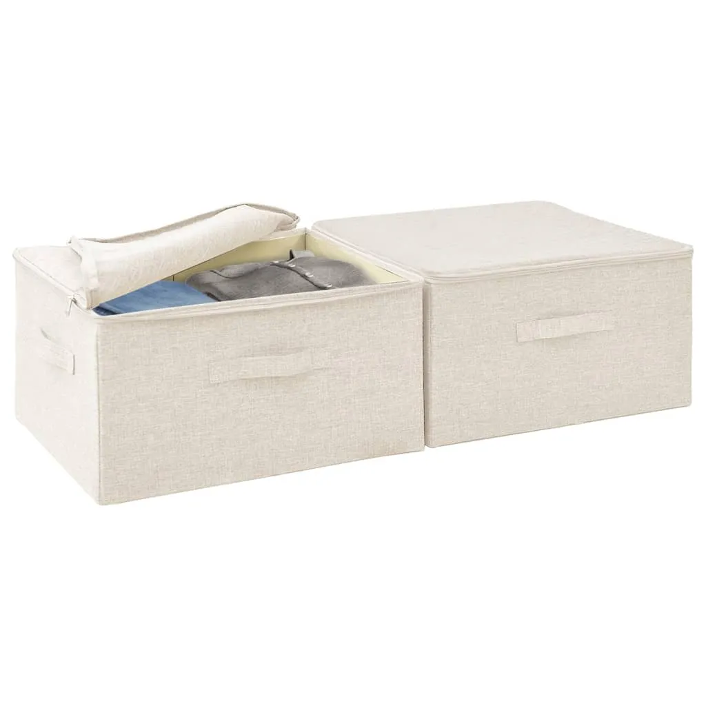 Storage Boxes 2 pcs  Fabric 43x34x23 cm Cream