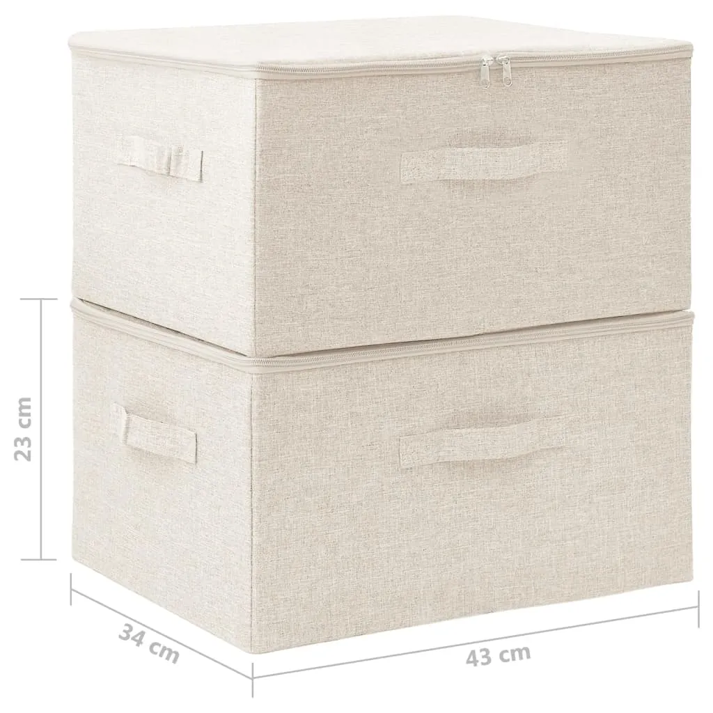 Storage Boxes 2 pcs  Fabric 43x34x23 cm Cream