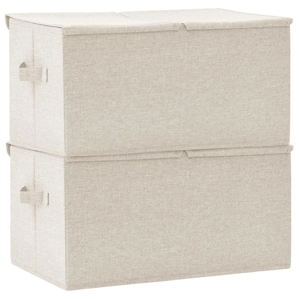 Storage Boxes 2 pcs Fabric 50x30x25 cm Cream