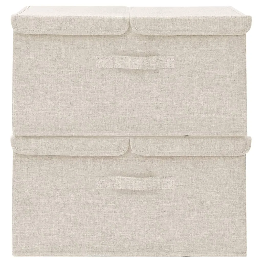 Storage Boxes 2 pcs Fabric 50x30x25 cm Cream