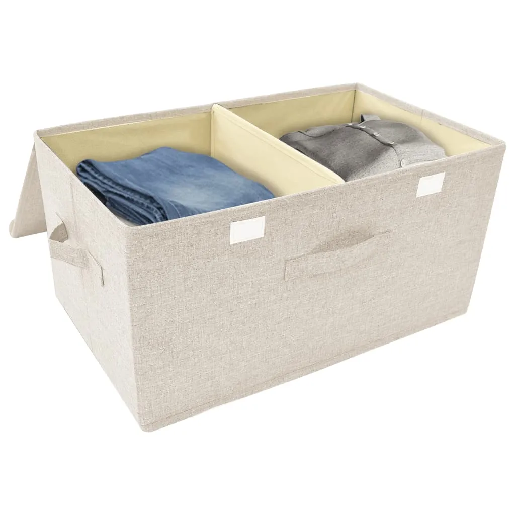 Storage Boxes 2 pcs Fabric 50x30x25 cm Cream