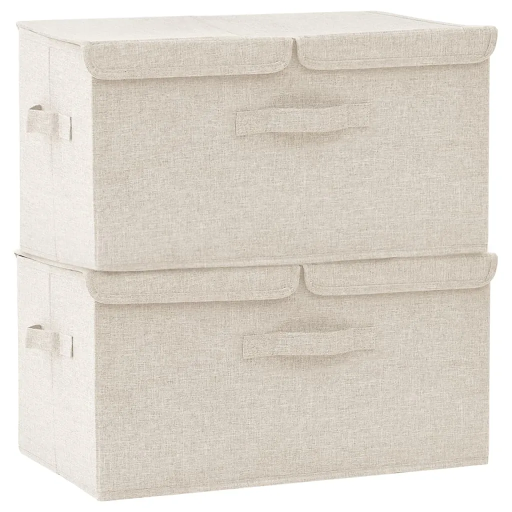 Storage Boxes 2 pcs Fabric 50x30x25 cm Cream