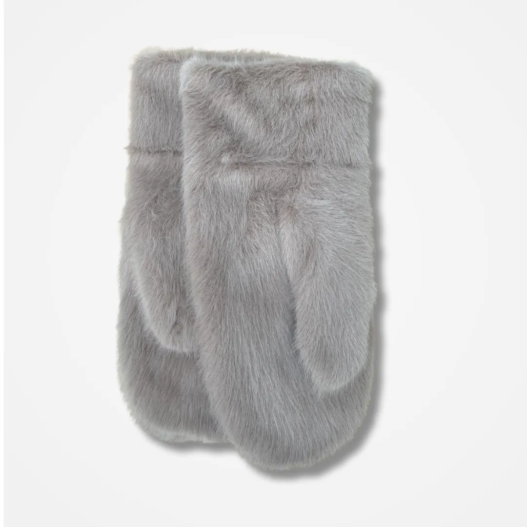 Taupe Faux Fur Mittens