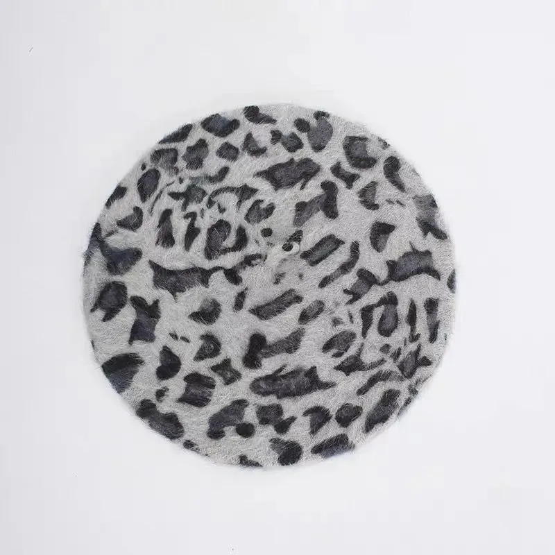 TAVIMART  -  Sweet Hot Girl Leopard Print Retro Beret Women's Autumn and Winter Pure Sexy Knitted Beret Fashion Female Trendy Accessories