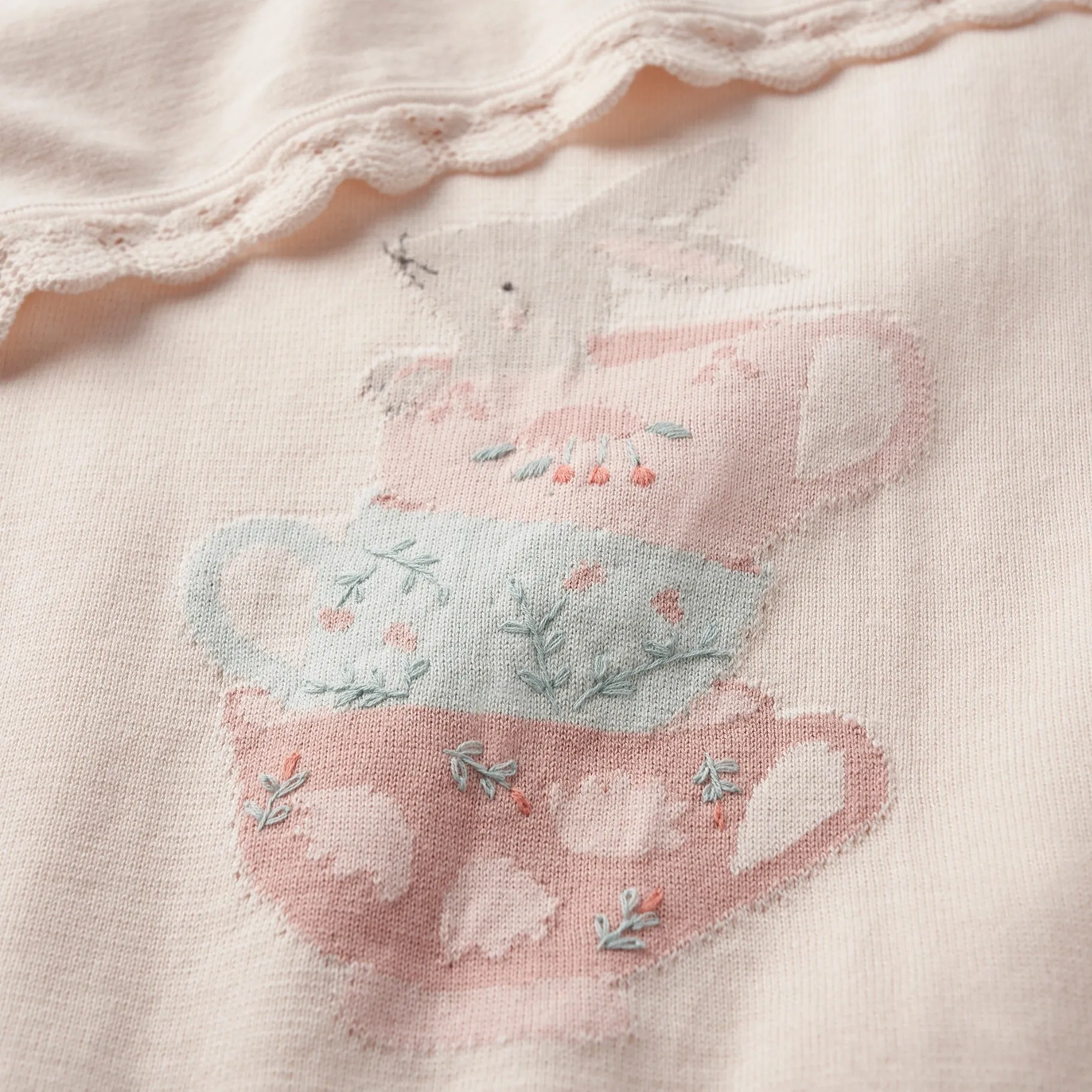 Tea Party Cotton Knit Blanket