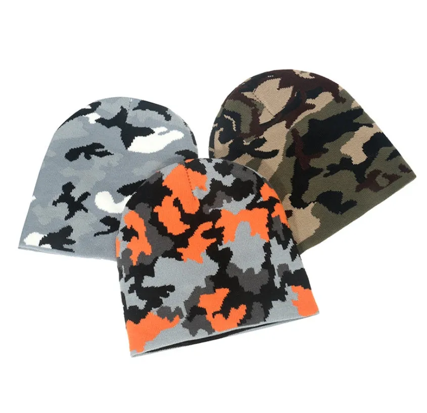 Unisex Knit Soft Warm Cuffed Beanie Hats - Camouflage Tactical Skull Cap YZ50233