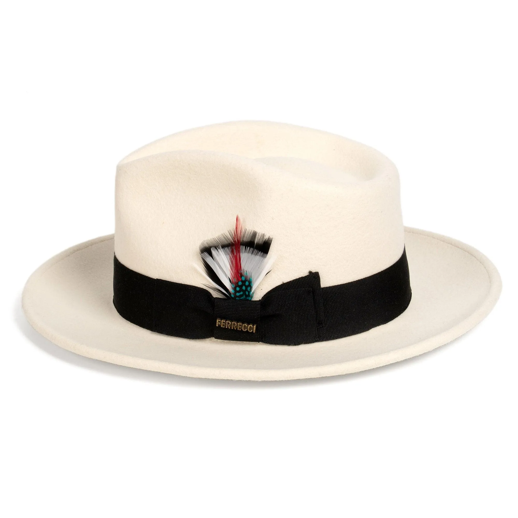 Vintage Crushable Wool Fedora Hat-Black/White