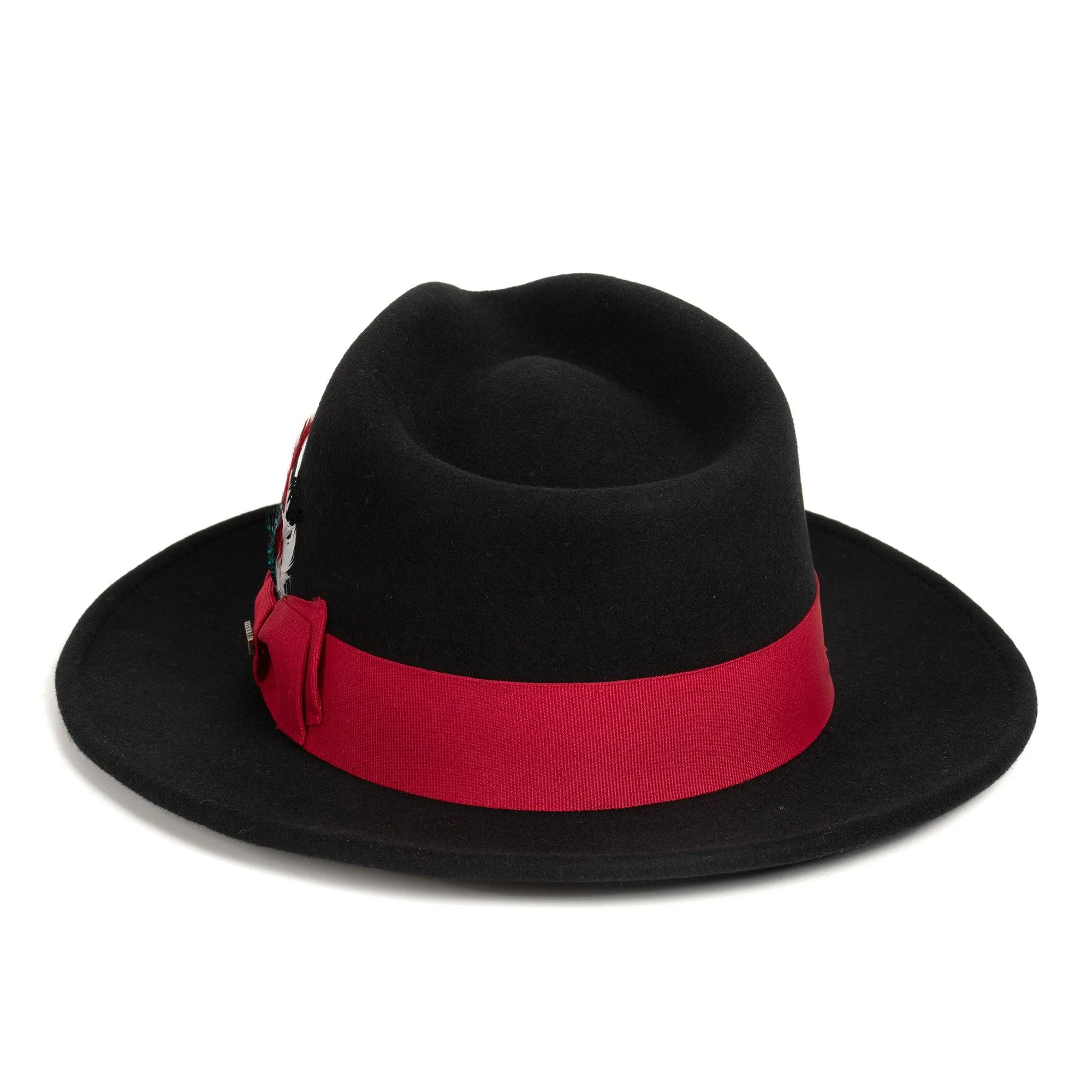 Vintage Crushable Wool Fedora Hat-Black/White